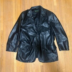 Danier Black Genuine Leather Bomber Blazer